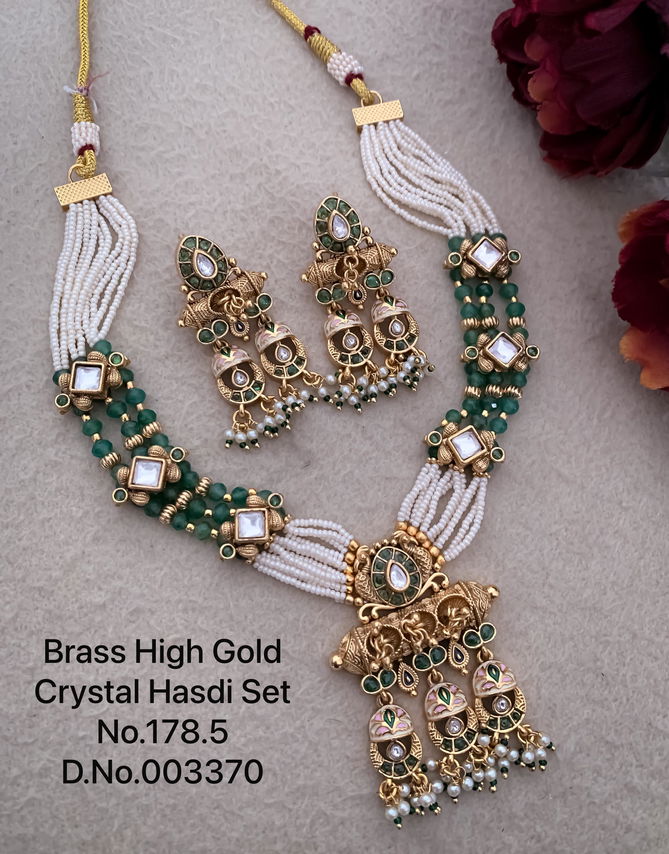 BH 3370 Wedding Wear Brass High Gold Crystal Hasadi Set Wholesale Online
